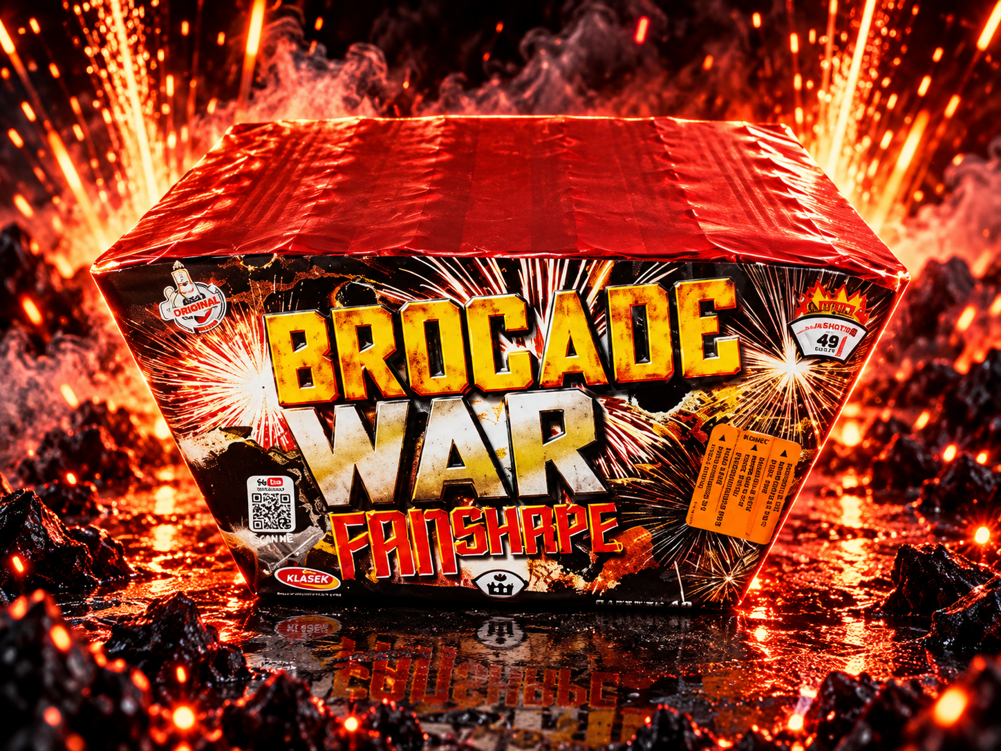 Brocade war fan shape, 49 shots